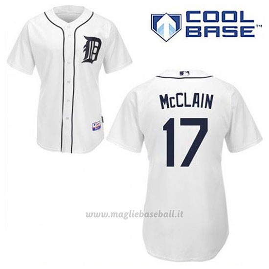 Maglia Baseball Uomo Detroit Tigers Denny Mcclain 17 Bianco 1ªCool Base